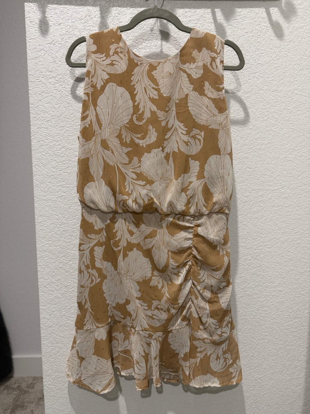 Express Sleeveless Tan Floral Print Women's Dress